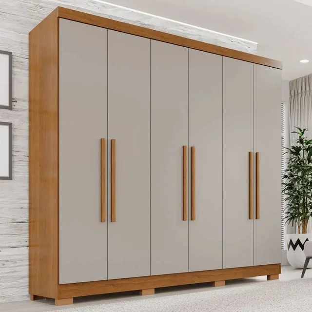 ✨ Guarda-roupa Casal 6 Portas 2 Gavetas França Espresso Móveis cor cinamomo off-white