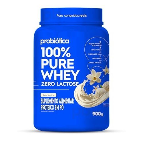 ✨ 100% Pure Whey Zero Lactose (900g), Baunilha, Probiótica
