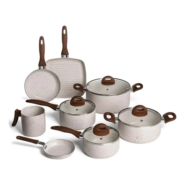 ✨ Conj De Panelas 8 Peças Ceramic Life Smart Plus Vanilla - Brinox Baunilha