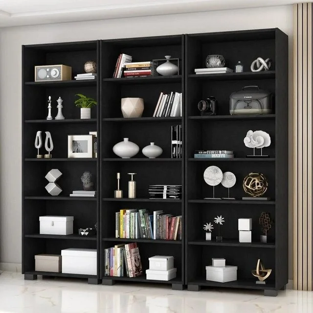 ✨Kit 3 Estantes Para Livros 5 Prateleiras 188cmx181,5cm Preto Tx