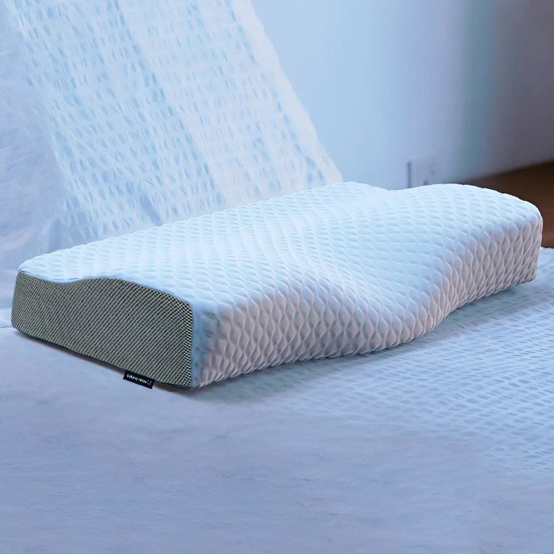✨ Travesseiro Cervical Nasa - Coluna Relax - Carvão Ativado Cor branco e cinza