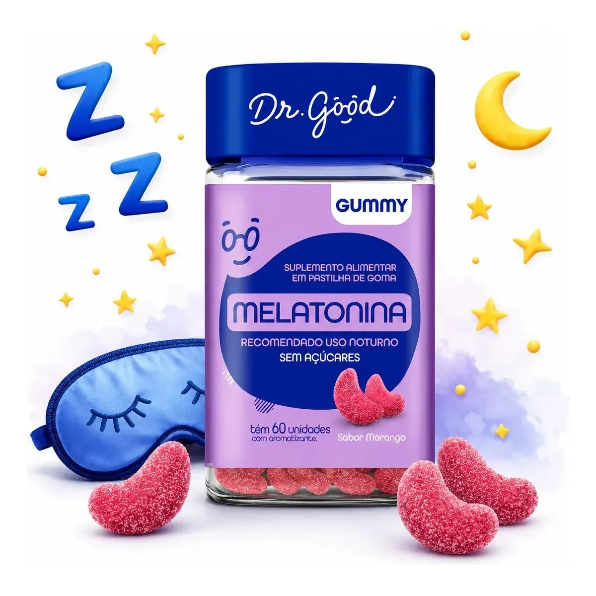 ✨ Melatonina em Goma Sabor Morango 60 unid. Dr, Good Fini