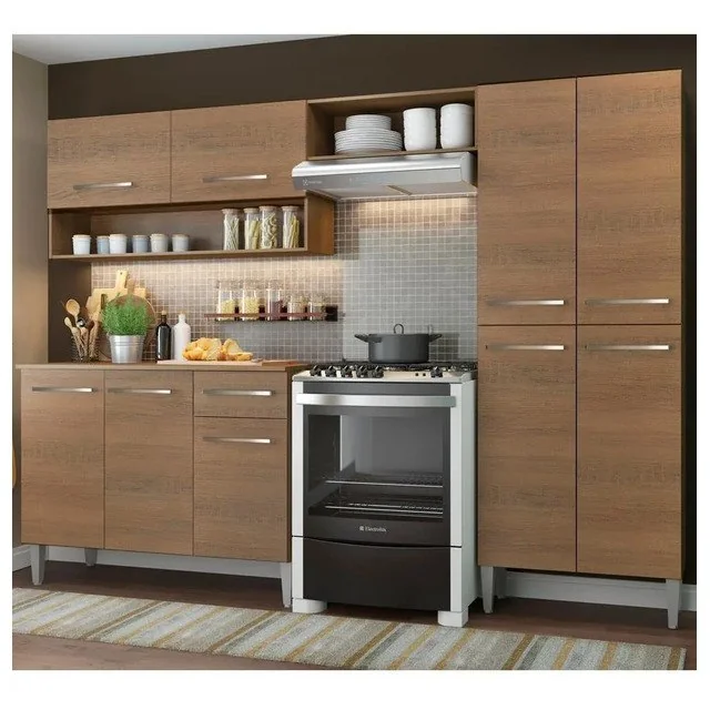 ✨Cozinha Compacta Madesa Emilly Pop Com Armário E Balcão Cor Rustic