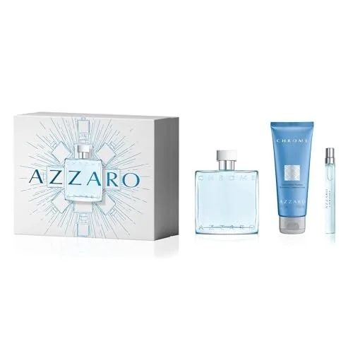 ✨ Kit Fragrância Masculina Azzaro Chrome (Chrome Eau de Toilette 100ml + Gel de Banho 75ml + Chrome Eau de Toilette 10ml)