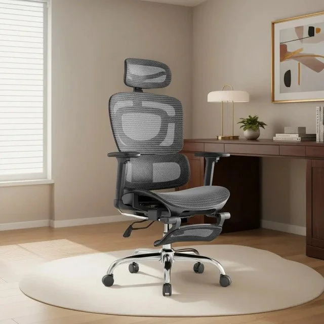 ✨Cadeira De Escritório Ergonômica Mônaco Bt07 Luvinco Com Suporte Lombar Adaptável Apoio Para Pés Retrátil Encosto Ajustável Seis Posições Suporta 200k...