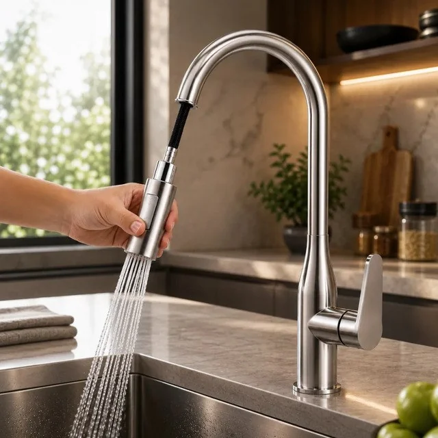 ✨Torneira Cozinha Gourmet Monocomando Flexível Prateado