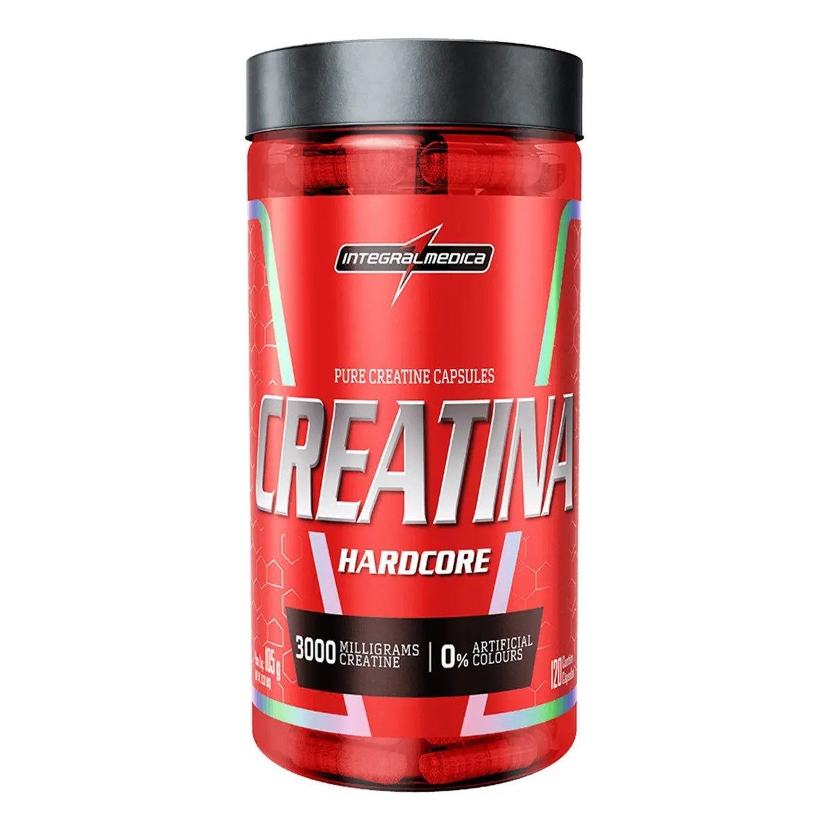 ✨ Creatina Hardcore 100% Pura 120 Capsulas Energia e Força - Integralmedica
