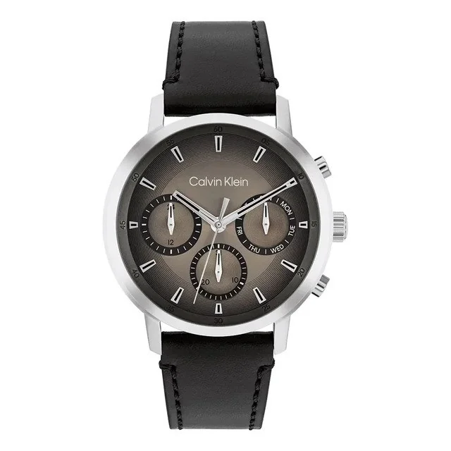 ✨Relógio Calvin Klein Masculino Couro Preto 25200496 Preto