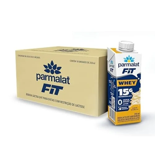 ✨ Parmalat Fit Bebida Proteica Baunilha 15g de Proteína 250mL – 18 Unidades