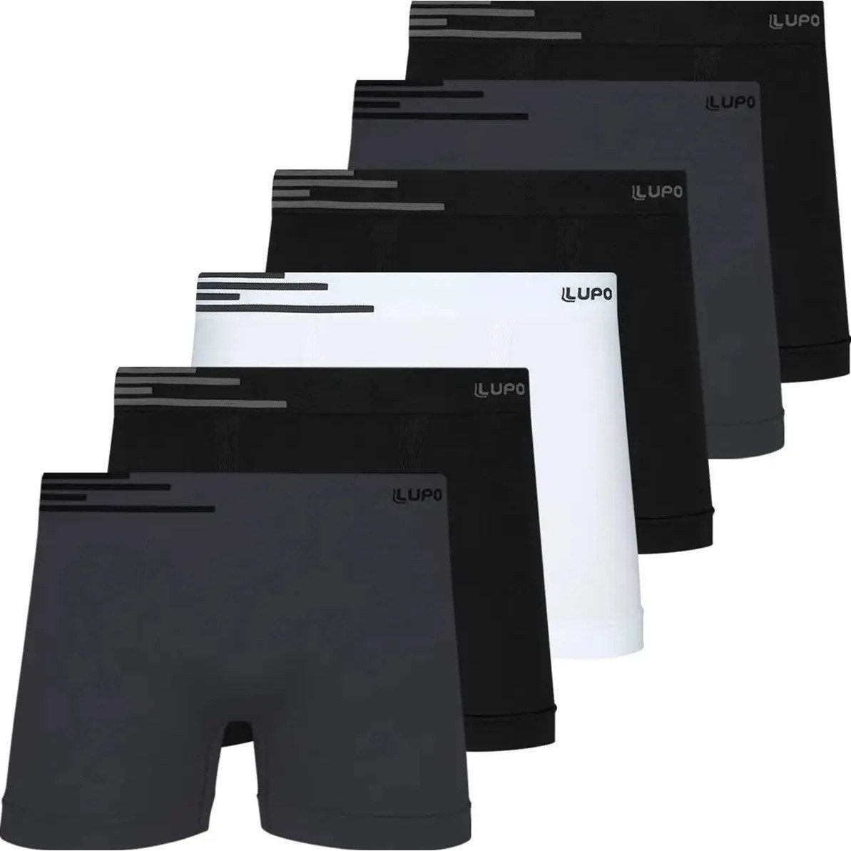 ✨ Kit 6 Cuecas Boxer Lupo Sem Costura Box Microfibra Original