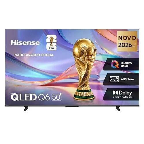 ✨ Hisense Smart TV 4K Hi-QLED 50" Polegadas 50Q6QVV com Processador AI, Dolby Vision, HDR10+, HLG, Filmmaker Mode, Dolby Gaming, Dolby Atmos, MiraCast e...