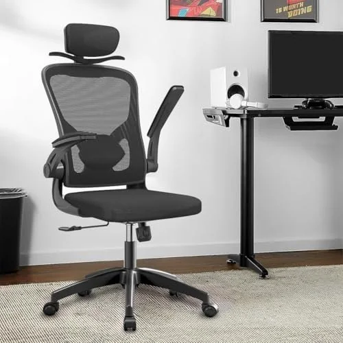 ✨ Cadeira de escritório ergonômica com estofado de mesh (Cabide)