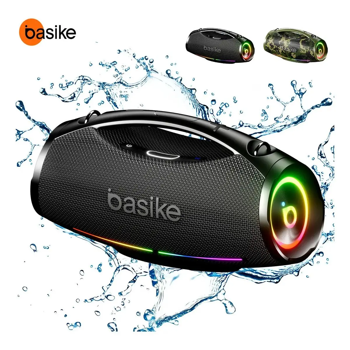 ✨ Caixa de Som Basike Boombox 200W Bluetooth Portátil com 36h e IPX6