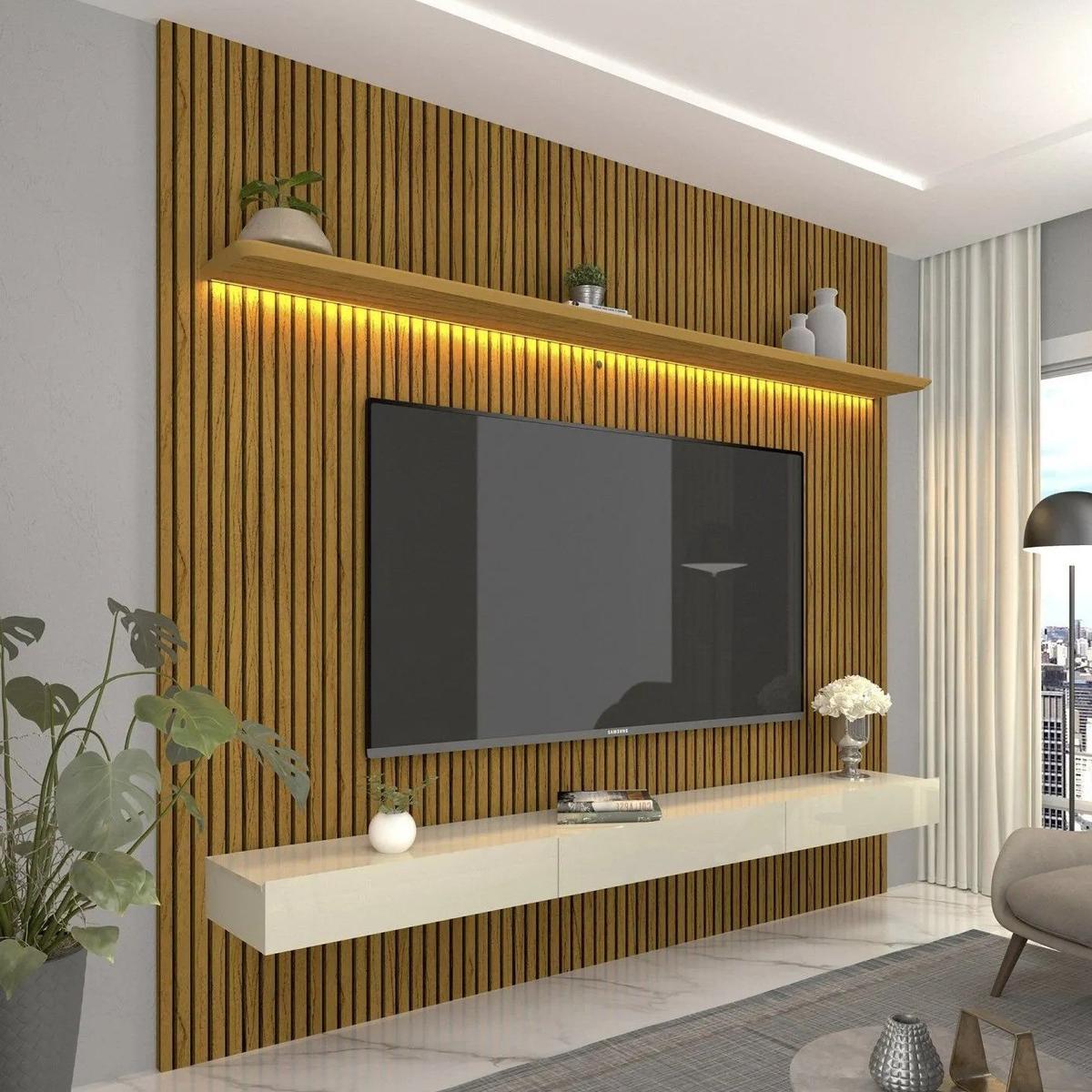 ✨ Painel Para Tv Até 90 Polegadas Impressão Ripada Com Ij Naturale