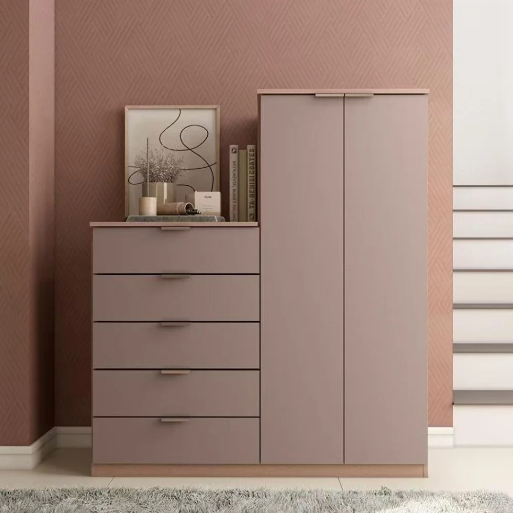 ✨Cômoda Sapateira Roma com 2 Portas e 5 Gavetas Bartira