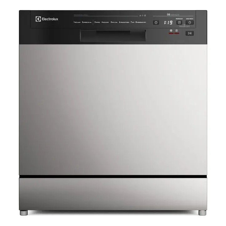 ✨ Lava-Louça Electrolux 8 Serviços Inox com Programa Lava & Seca 50 minutos LS08E Display Digital