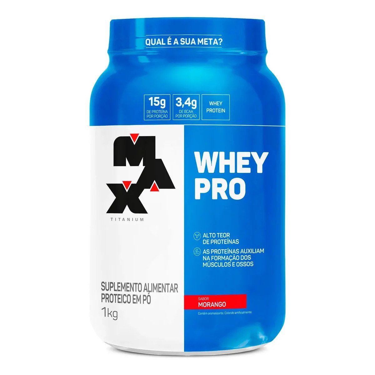 ✨ Whey Protein 1kg Whey Pro Max Titanium Sabor Morango BCAA e Aminoácidos