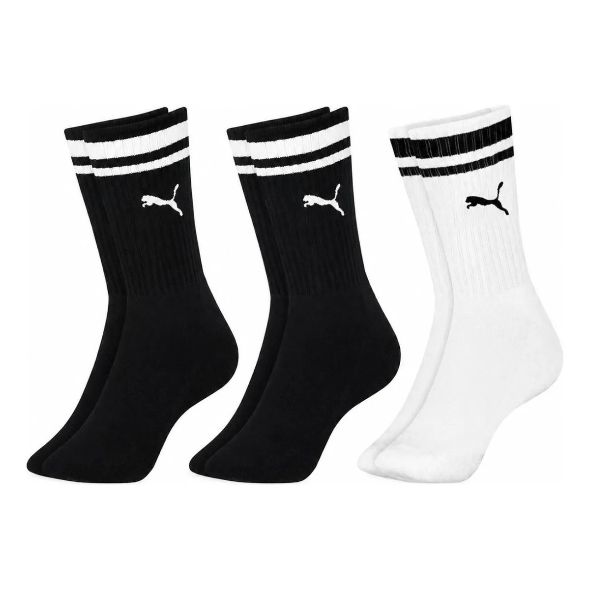 ✨ Kit 3 Pares Meias Puma Cano Alto Longo Academia Original