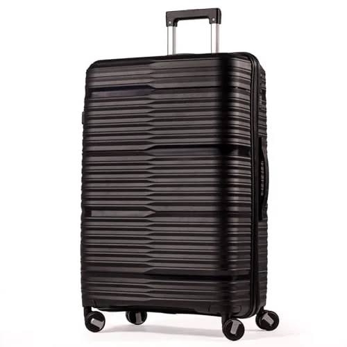 ✨ Mala Grande De Viagem 32Kg Polipropileno 8 Rodas 360 Giratória Para Despachar Rígida Leve Tamanho G Viajem Internacional Resistente (PRETO, GRANDE)