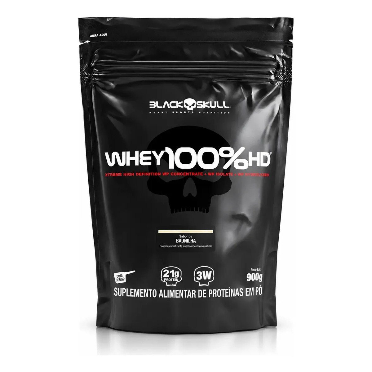 ✨ Proteína Black Skull Whey 100% HD em pó sabor Baunilha x 900g