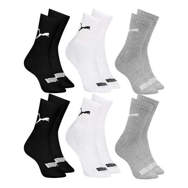 ✨ 6 Pares Meias Puma Cano Médio Alto Atoalhada Academia Sport