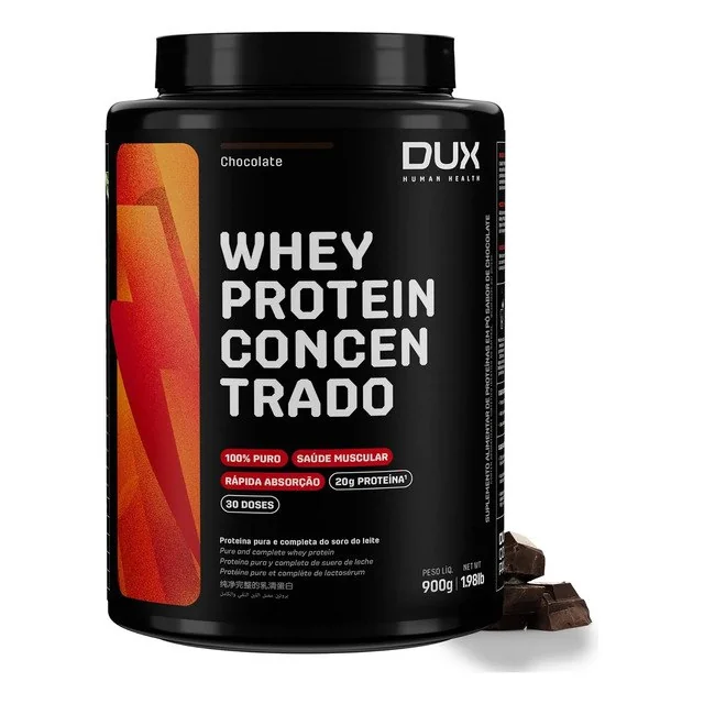 ✨ Whey Protein Concentrado Dux Sport Fitness Pó 900g Chocolate Outros