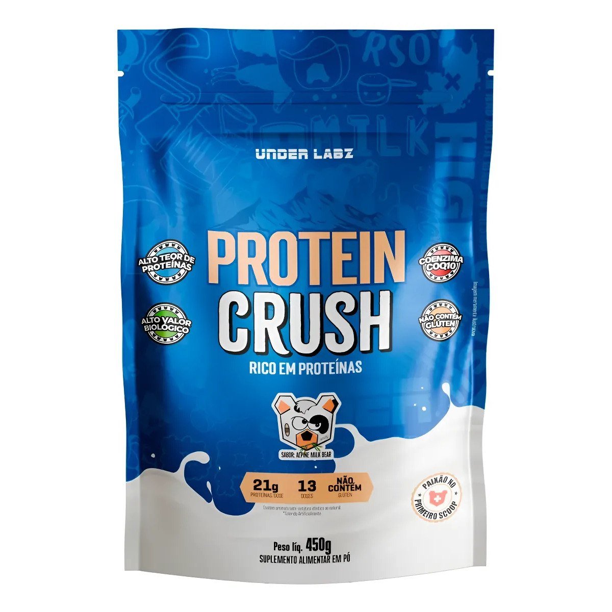 ✨ Whey Protein Crush 100% Concentrado Under Labz Coq10 450g Alpine Milkbear 450g