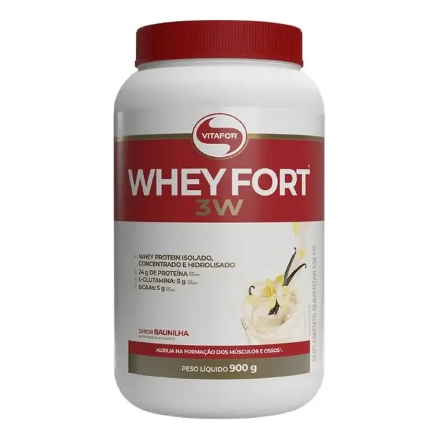 ✨ suplemento alimentar Whey Fort 3W Baunilha 900g Vitafor
