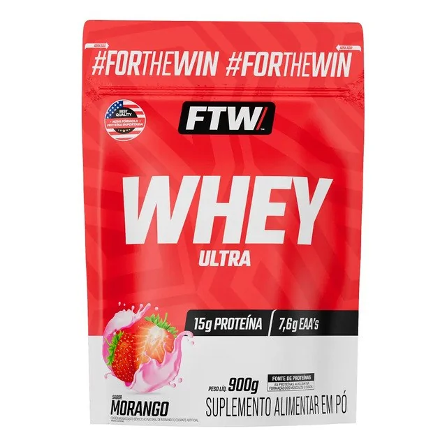 ✨ Whey Protein Ultra Refil 900g Sabor Morango - Ftw