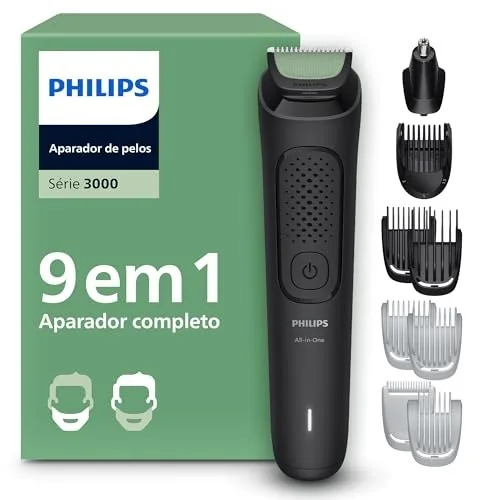 ✨ Aparador de Pelos Philips All-in-One 9 em 1 Série 3000 | Máquina para Rosto, Cabelo e Corpo | Barbeador Elétrico Multigroom | MG3927/15