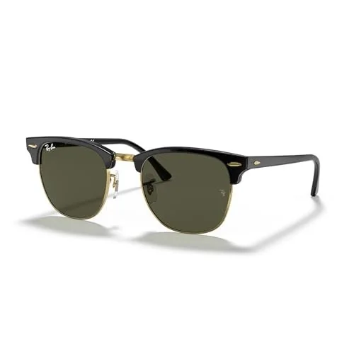✨ Óculos de Sol Ray-Ban Clubmaster 0RB3016 W0365 Tam 49 / Preto/Ouro - Lentes Verde