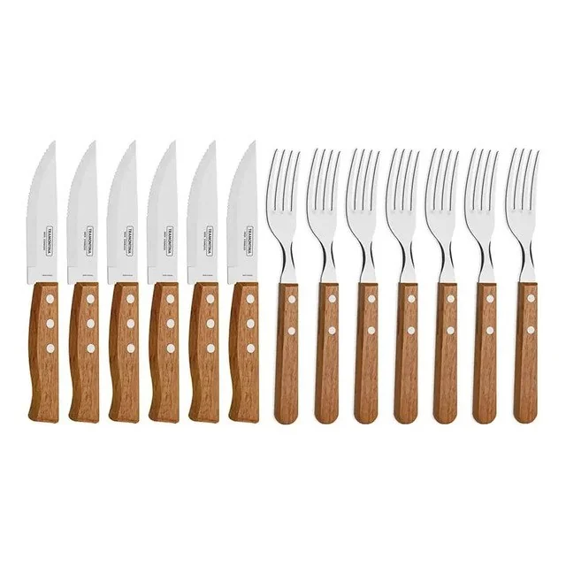 ✨ Tramontina Churrasco Cor Do Punho Marrom-claro 12 Unidades 44.5cm