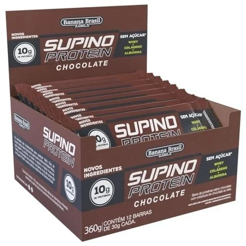 ✨ Banana Brasil Display Barra De Proteína Supino Protein Chocolate - 12 Unidades De 30G