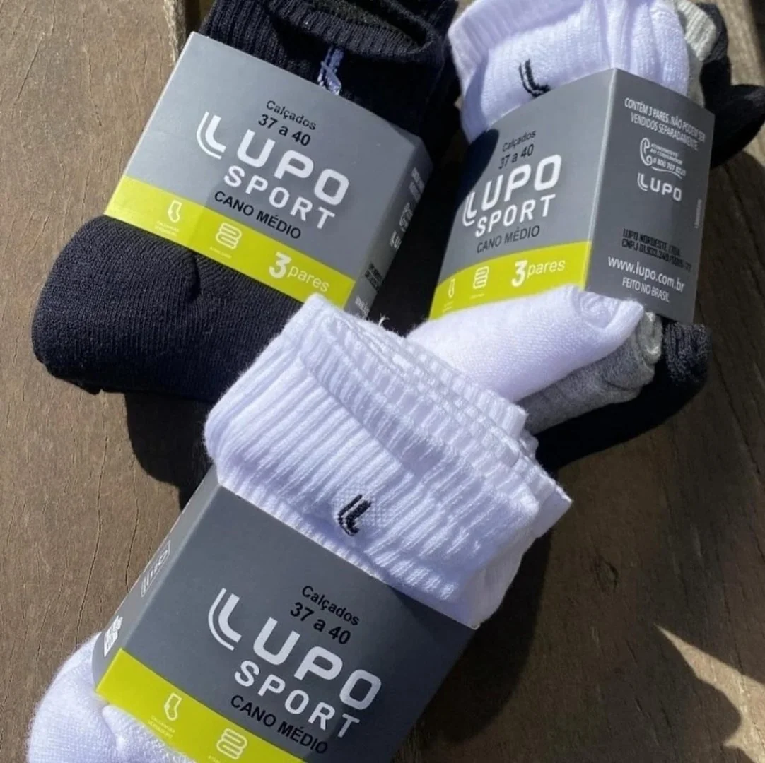 ✨Kit 6 Pares Meias Lupo Cano Médio Alto Academia Original