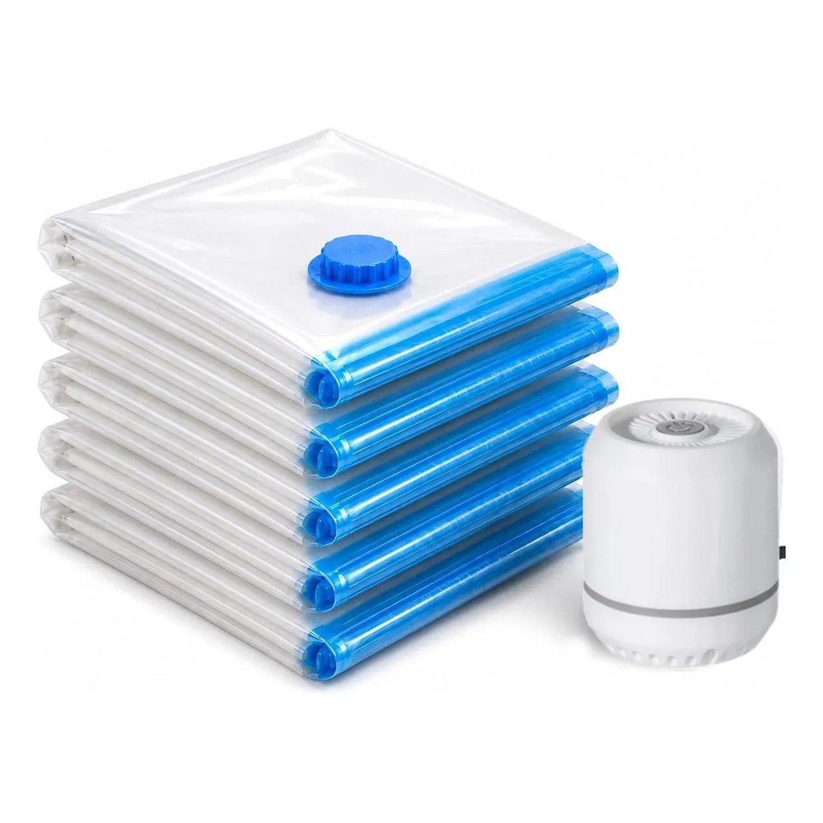 ✨ Kit 5 Sacos Vácuo 60x80cm Bomba Elétrica Antimofo Roupas