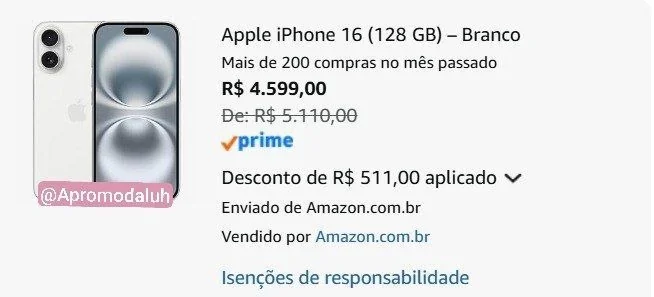 ✨ Apple iPhone 16 (128 GB) – Branco