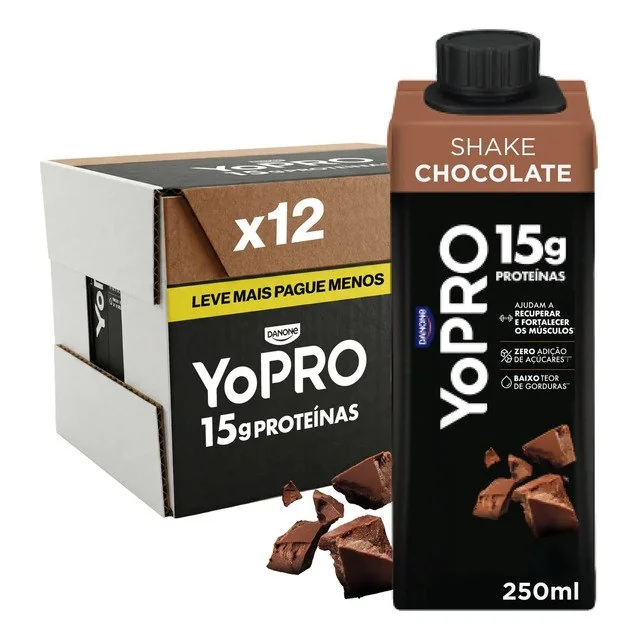 ✨ YoPRO Bebida Láctea UHT Chocolate 15g de proteínas 250ml - 12 unidades