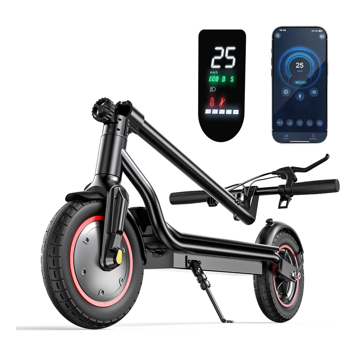 ✨ Patinete Elétrico 500w Autonomia 37km Dobrável Ipx4 App 10  Preto