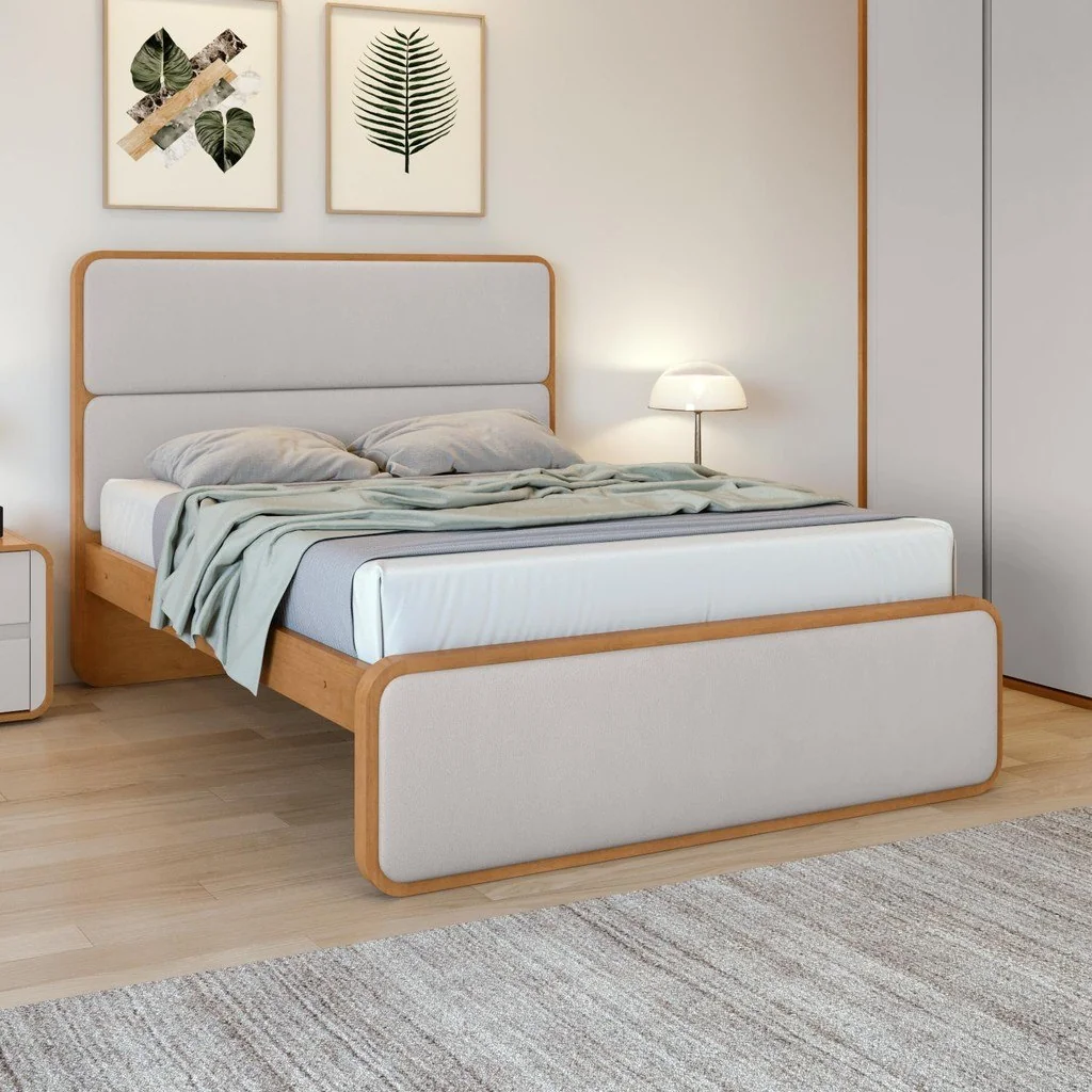 ✨Cama Casal 1,40 Easy Like Tecido Corano Bege Amendoa Clean