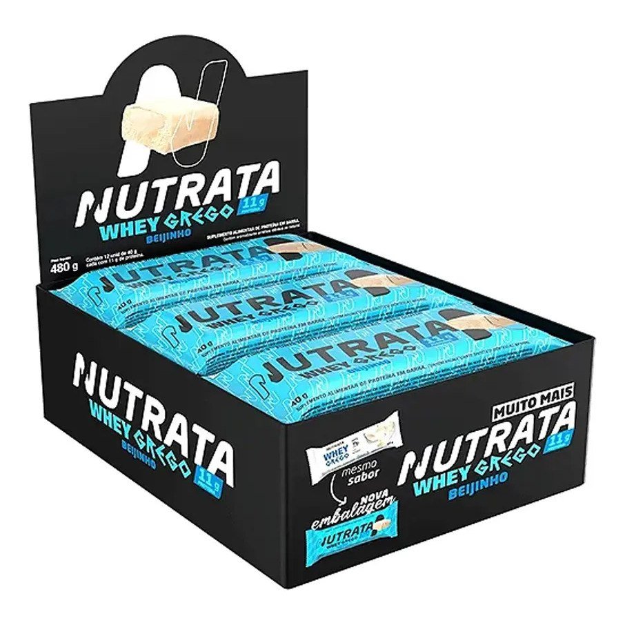 ✨ Barras Nutrata Whey Grego 40g Display com 12 unidades Beijinho