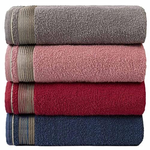 ✨ Kit Com 4 Toalhas Banhão Gigante Alta Absorção Sublime 70x150cm - KIT 1 (Gris/Rosa/Terracota/Azul)