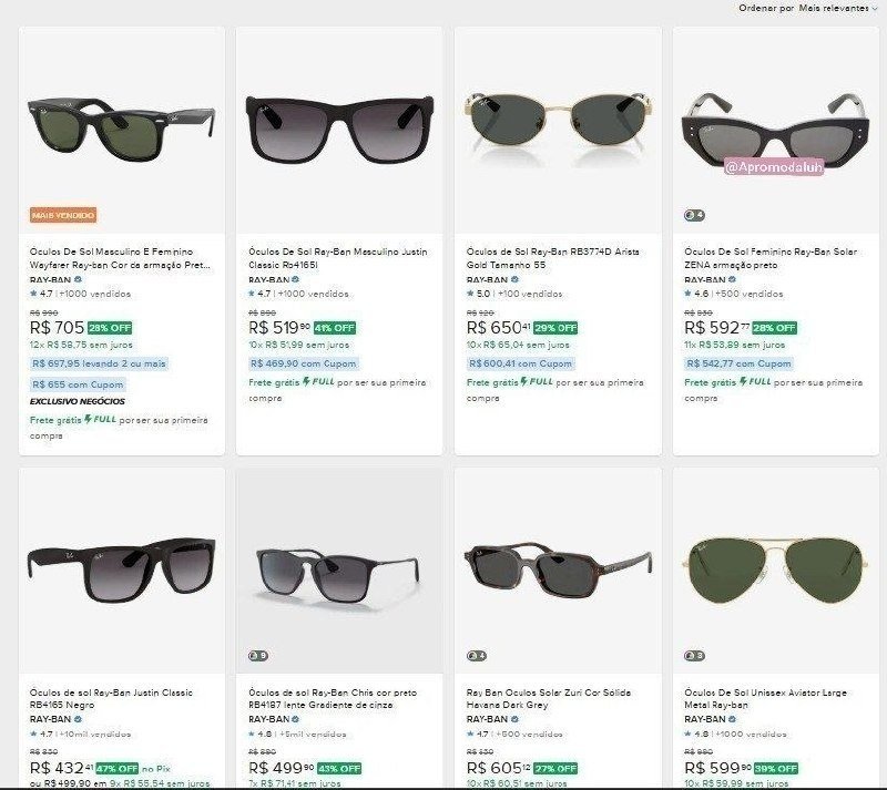 Óculos de sol Ray-ban Sol Zena S, cor preta com moldura injetada padrão - Rb4430