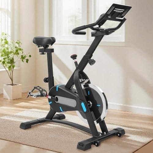 ✨ Bicicleta Ergométrica Spinning para Casa, Silenciosa, Roda de Inércia de 5kg, Ajuste de Resistência, Monitor Digital, Suporte para Celular, até 120kg