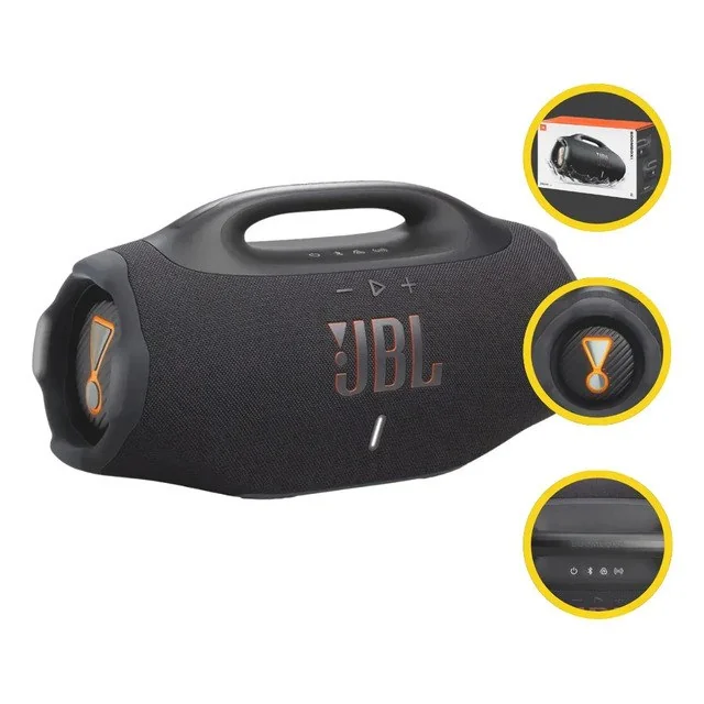 ✨Caixa De Som Bluetooth Boombox 4 Jbl, Com Ai Sound Boost, Até 34h De Bateria, Ip68 E Áudio Lossless  Preta Preto 127/220v
