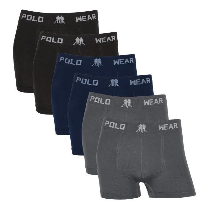 ✨ Kit 6 Cuecas Boxer Sem Costura Polo Wear Microfibra