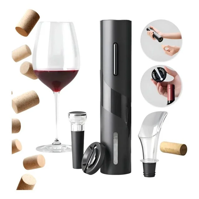 ✨Kit Abridor Vinho Saca Rolhas Automático Usb Recarregável Preto