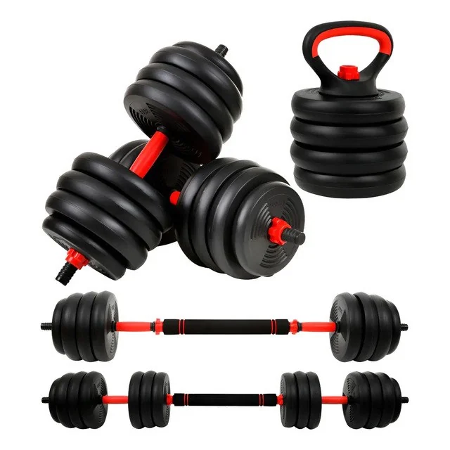 ✨ Kit 6 em 1 Halteres e Anilhas Ajustáveis Kettlebell Fit Cor Preto Sagatini 15kg