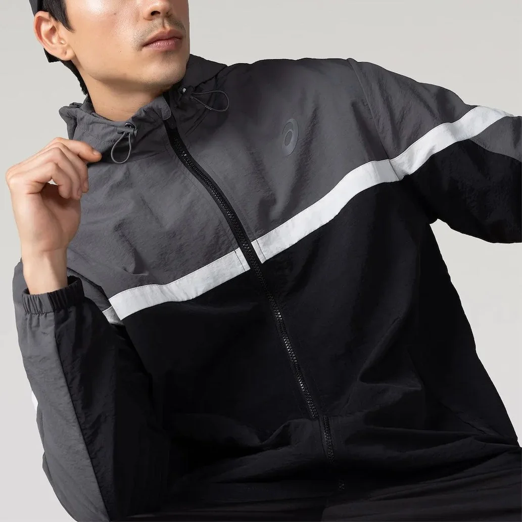 ✨ Jaqueta Asics Recortes Masculina Cinza/preto G