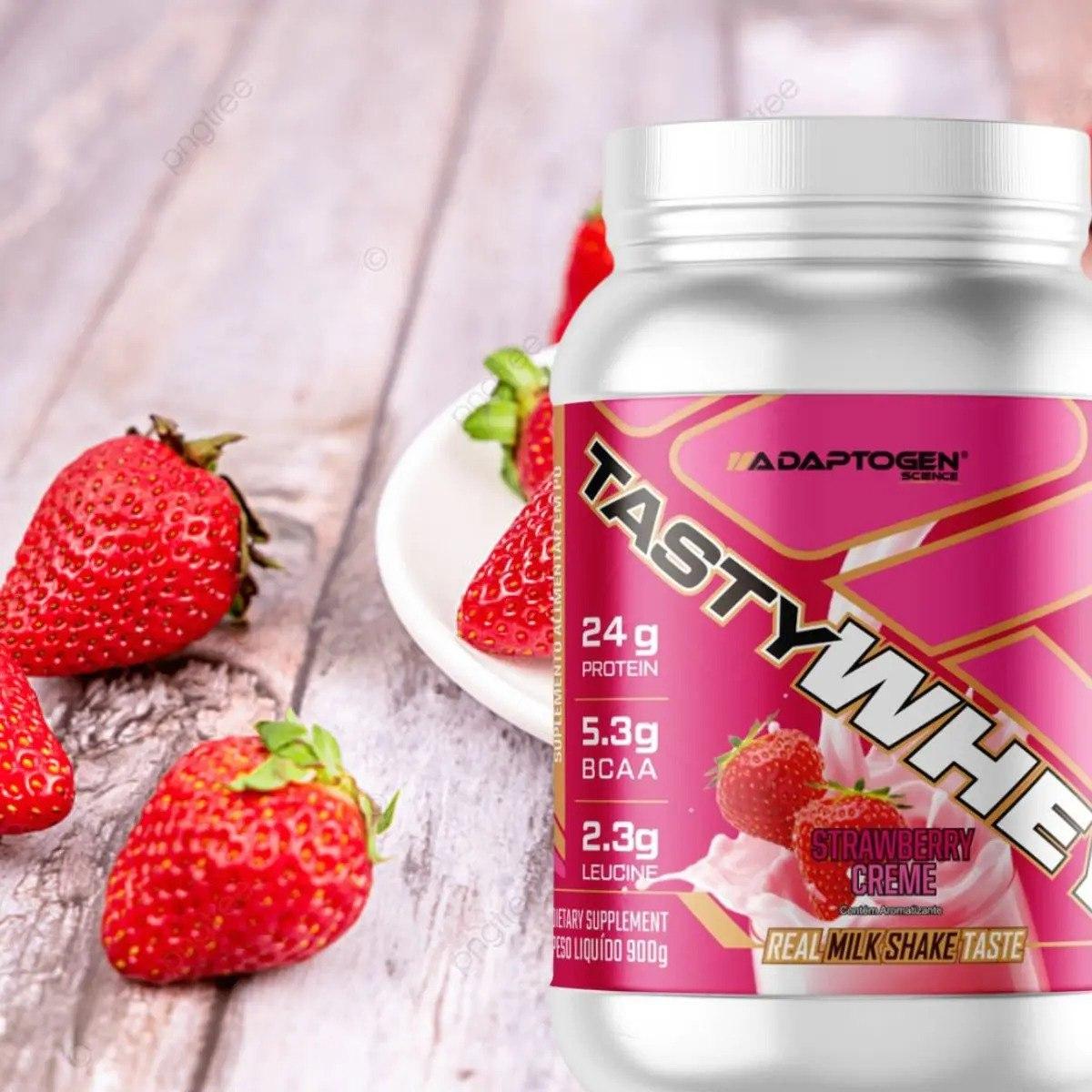 ✨ Tasty Whey 3w Gourmet 900g Morango Cream - Adaptogen Science