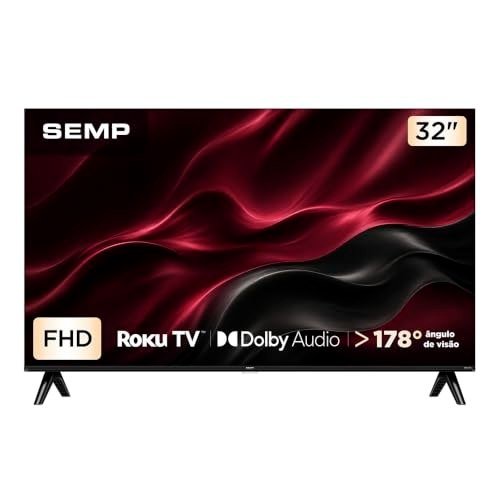 ✨ Smart TV Semp 32 Polegadas LED Full HD S42R Roku TV Wi-Fi Dolby Audio Brilho até 220 Nits 32S42R